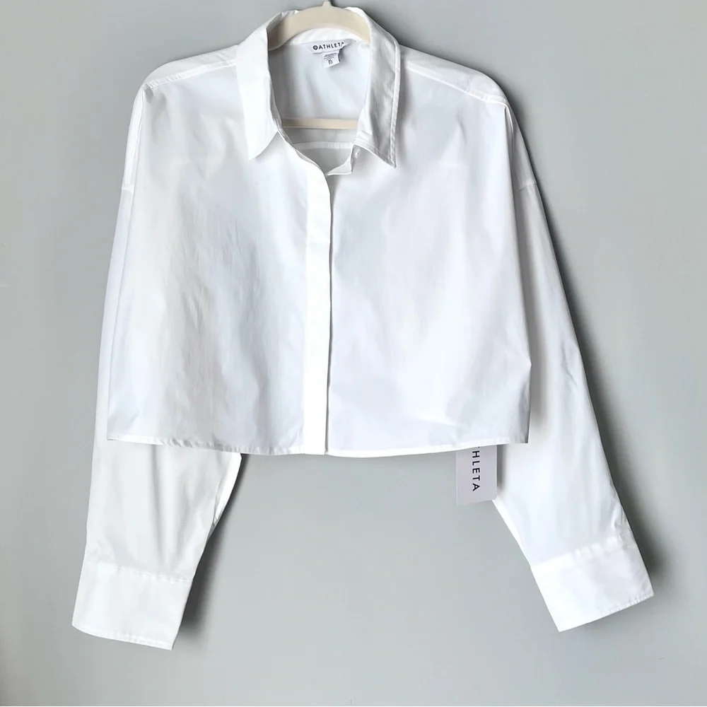 Athleta Midday Ultra Cropped Shirt | White | Size XL